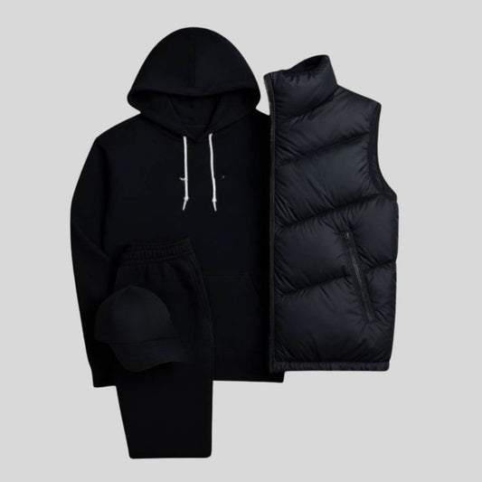 3-PIECE SET | Hoodie, Pants, Puffer Jacket